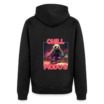 Chill Modus Pandabär Tierliebhaber Süßes Panda - Unisex Premium Bio Zip Hoodie - Schwarz - Hinten - Nico (187cm)