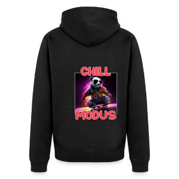 Chill Modus Pandabär Panda Liebhaber Süßes Panda - Unisex Premium Bio Zip Hoodie - Schwarz - Hinten - Nico (187cm)