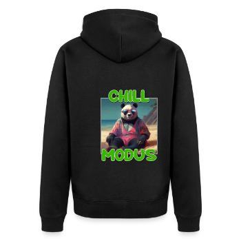 Chill Modus Pandabär Tierliebhaber Süßes Panda - Unisex Premium Bio Zip Hoodie - Schwarz - Hinten - Nico (187cm)