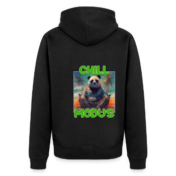 Chill Modus Pandabär Tierliebhaber Süßes Panda - Unisex Premium Bio Zip Hoodie - Schwarz - Hinten - Nico (187cm)