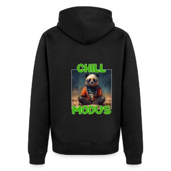 Nettes Chill Modus Pandabär Panda Liebhaber Süßes - Unisex Premium Bio Zip Hoodie - Schwarz - Hinten - Nico (187cm)