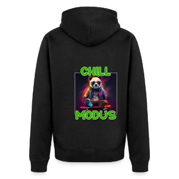 Chill Modus Pandabär Bambus Bär Überraschung - Unisex Premium Bio Zip Hoodie - Schwarz - Hinten - Nico (187cm)