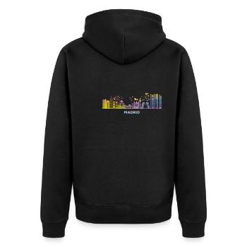 Madrid Skyline Madrid - Unisex Premium Organic Zip Hoodie - black - Back - Nico (187cm)