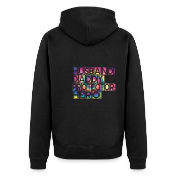 Mari Papa Protecteur Héros Fête des pères - Veste à capuche bio Premium Unisexe - noir - Dos - Nico (187cm)