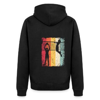Volleyball Player Retro Beach Volleyball - Unisex Premium Organic Zip Hoodie - black - Back - Nico (187cm)