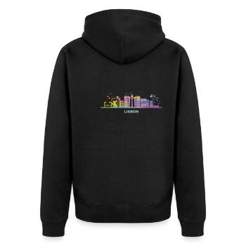 Lisbon Skyline Lisbon - Unisex Premium Organic Zip Hoodie - black - Back - Nico (187cm)