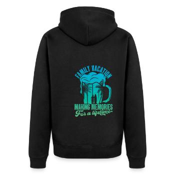 Vacances d’été en famille Créer des souvenirs - Veste à capuche bio Premium Unisexe - noir - Dos - Nico (187cm)