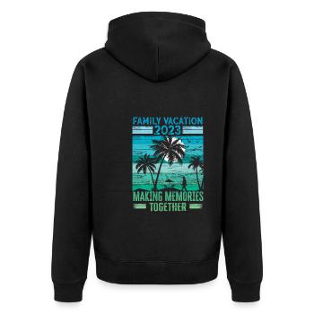 Vacances d’été en famille Créer des souvenirs - Veste à capuche bio Premium Unisexe - noir - Dos - Nico (187cm)