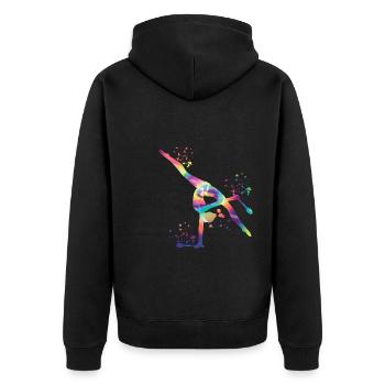 Gymnastin Mit Clubs Rhythmische Gymnastik - Unisex Premium Bio Zip Hoodie - Schwarz - Hinten - Nico (187cm)