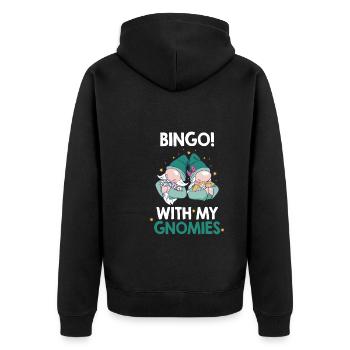 Bingo with my gnomies Funny Bingo - Unisex Premium Organic Zip Hoodie - black - Back - Nico (187cm)