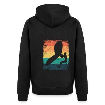 Flügelfolie Wingsurfing Retro-folie Flügel - Unisex Premium Bio Zip Hoodie - Schwarz - Hinten - Nico (187cm)