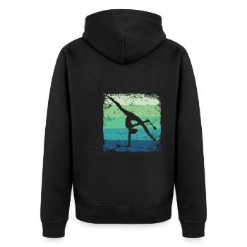 Gymnastin Keulen Retro Rhythmische Gymnastik - Unisex Premium Bio Zip Hoodie - Schwarz - Hinten - Nico (187cm)