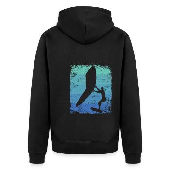 Flügelfolie Wingsurfing Retro-folie Flügel - Unisex Premium Bio Zip Hoodie - Schwarz - Hinten - Nico (187cm)