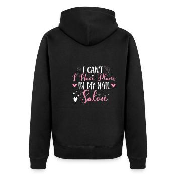 Ich Kann Nicht Habe Pläne In Meinem Nagelstudio - Unisex Premium Bio Zip Hoodie - Schwarz - Hinten - Nico (187cm)