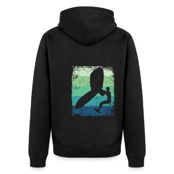 Flügelfolie Wingsurfing Retro-folie Flügel - Unisex Premium Bio Zip Hoodie - Schwarz - Hinten - Nico (187cm)