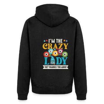 I'm the crazy bingo lady funny bingo - Unisex Premium Organic Zip Hoodie - black - Back - Nico (187cm)