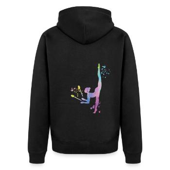 Gymnastin Mit Keulen Rhythmische Sportgymnastik - Unisex Premium Bio Zip Hoodie - Schwarz - Hinten - Nico (187cm)