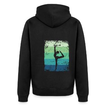 Gymnastin Keulen Retro Rhythmische Gymnastik - Unisex Premium Bio Zip Hoodie - Schwarz - Hinten - Nico (187cm)