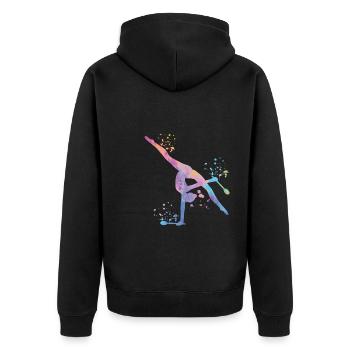 Gymnastin Mit Keulen Rhythmische Sportgymnastik - Unisex Premium Bio Zip Hoodie - Schwarz - Hinten - Nico (187cm)
