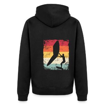 Flügelfolie Wingsurfing Retro-folie Flügel - Unisex Premium Bio Zip Hoodie - Schwarz - Hinten - Nico (187cm)