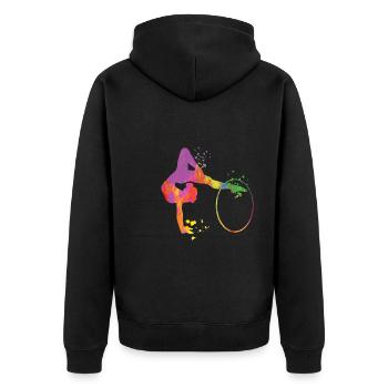 Gymnaste avec des clubs Gymnastique rythmique - Veste à capuche bio Premium Unisexe - noir - Dos - Nico (187cm)