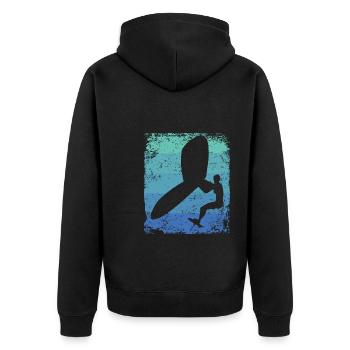 Flügelfolie Wingsurfing Retro-folie Flügel - Unisex Premium Bio Zip Hoodie - Schwarz - Hinten - Nico (187cm)