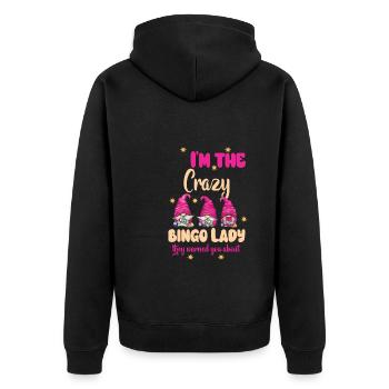 I'm the crazy bingo lady funny bingo - Unisex Premium Organic Zip Hoodie - black - Back - Nico (187cm)