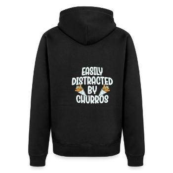 Facilement distrait par les churros - Veste à capuche bio Premium Unisexe - noir - Dos - Nico (187cm)