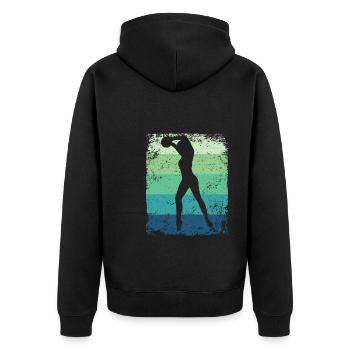 Gymnastikball Retro Rhythmische Gymnastik - Unisex Premium Bio Zip Hoodie - Schwarz - Hinten - Nico (187cm)