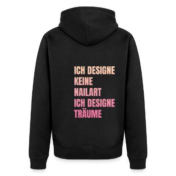Ich designe keine Nailart Nageldesignerin - Unisex Premium Bio Zip Hoodie - Schwarz - Hinten - Nico (187cm)
