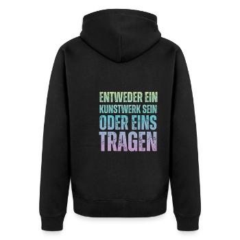 Entweder ein Kunstwerk Sein Nageldesignerin - Unisex Premium Bio Zip Hoodie - Schwarz - Hinten - Nico (187cm)