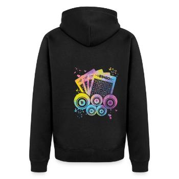 Bingo Bälle Farbsprotzer Frauen Männer Bingo - Unisex Premium Bio Zip Hoodie - Schwarz - Hinten - Nico (187cm)