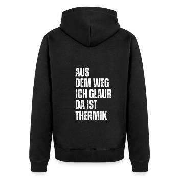 Ich Glaub Da ist Thermik RC Segelflieger - Unisex Premium Bio Zip Hoodie - Schwarz - Hinten - Nico (187cm)