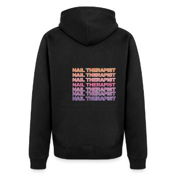 Nageltherapeutin Lustig Nailart Nail Tech - Unisex Premium Bio Zip Hoodie - Schwarz - Hinten - Nico (187cm)