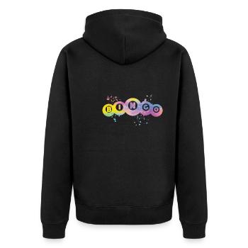 Bingo Bälle Farbsprotzer Frauen Männer Bingo - Unisex Premium Bio Zip Hoodie - Schwarz - Hinten - Nico (187cm)