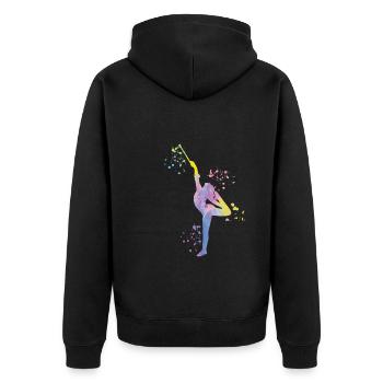 Gymnastin Mit Taktstock Rhythmische Sportgymnastik - Unisex Premium Bio Zip Hoodie - Schwarz - Hinten - Nico (187cm)