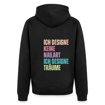 Ich designe keine Nailart Nageldesignerin - Unisex Premium Bio Zip Hoodie - Schwarz - Hinten - Nico (187cm)