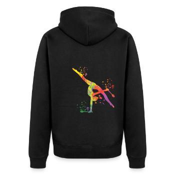 Gymnastin Mit Keulen Rhythmische Sportgymnastik - Unisex Premium Bio Zip Hoodie - Schwarz - Hinten - Nico (187cm)