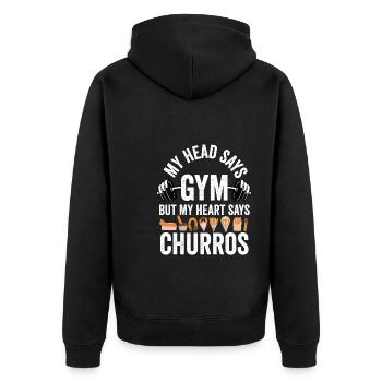 Mein Kopf Sagt Gym Funny Mexikanische Churros - Unisex Premium Bio Zip Hoodie - Schwarz - Hinten - Nico (187cm)