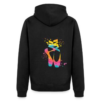 Ballettschuhe Tänzerin Frau Ballerina - Unisex Premium Bio Zip Hoodie - Schwarz - Hinten - Nico (187cm)