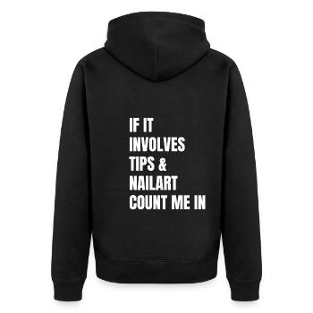 Wenn Es Um Tips Und Nailart Geht Nagelstudio - Unisex Premium Bio Zip Hoodie - Schwarz - Hinten - Nico (187cm)