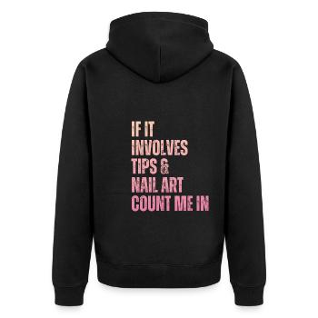 Wenn Es Um Tips Und Nailart Geht Nagelstudio - Unisex Premium Bio Zip Hoodie - Schwarz - Hinten - Nico (187cm)