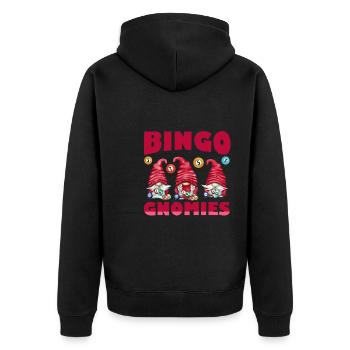 Bingo Gnomies Women Men Funny Bingo - Unisex Premium Organic Zip Hoodie - black - Back - Nico (187cm)