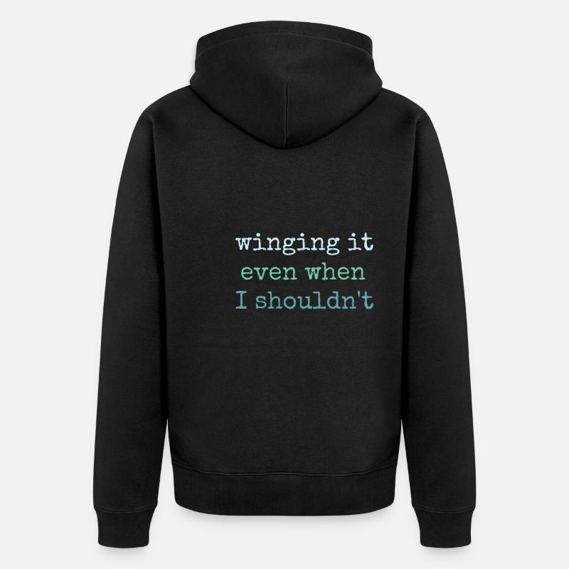 Winging It Even When Wingsurfing - Unisex Premium Bio Zip Hoodie - Schwarz
