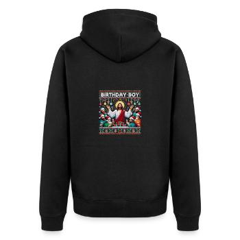 Jesus Christus Birthday Boy Ugly Christmas - Unisex Premium Bio Zip Hoodie - Schwarz - Hinten - Nico (187cm)