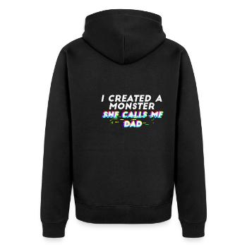 Funny saying about daughter son gift - Unisex Premium Organic Zip Hoodie - black - Back - Nico (187cm)