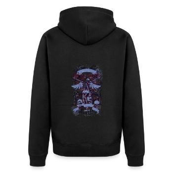 Un squelette crucifié magnifique et étrange - Veste à capuche bio Premium Unisexe - noir - Dos - Nico (187cm)