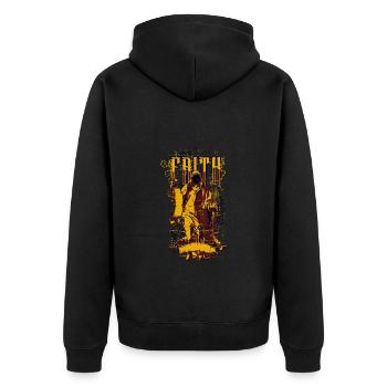 A frightening Faith with ghost design - Unisex Premium Organic Zip Hoodie - black - Back - Nico (187cm)
