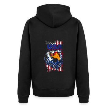 A Beautiful and Funny Eagle Design - Unisex Premium Organic Zip Hoodie - black - Back - Nico (187cm)