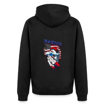 A creepy and beautiful skull design - Unisex Premium Organic Zip Hoodie - black - Back - Nico (187cm)